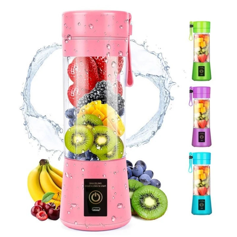 Mini Liquidificador Portátil Liquidificador de Sucos Shake Garrafa 6 Lamins + Cabo USB 380ml